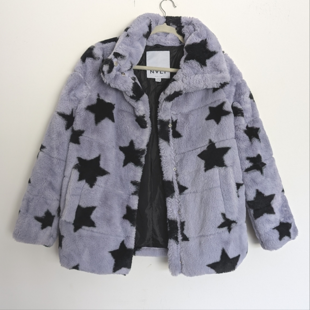 NVLT Star pattern faux fur jacket